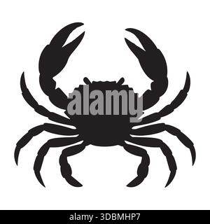 Crab Silhouette Vector, Marine Animal Clipart, Zodiac Cancer Icon Stock Vector