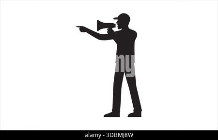 Person Megaphone Silhouette Icon Leadership Announcement Symbol Stock Vector