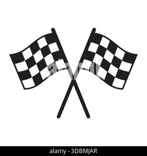 Checkered Race Flag Cross Icon – Motorsport Finish Victory Symbol Stock Vector