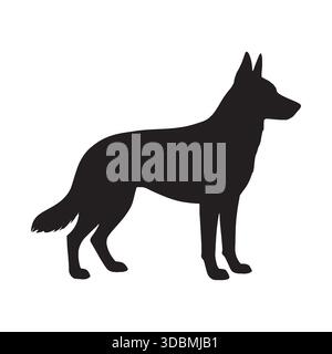 German Shepherd Dog Silhouette – Police Working K9 Vector Icon Stock Vector
