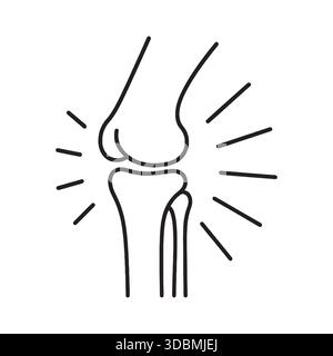 Human Knee Bone Joint Line Icon Medical Anatomy Orthopedic Symbol Stock Vector