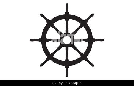Ship Wheel Silhouette Icon Nautical Marine Navigation Symbol Stock Vector