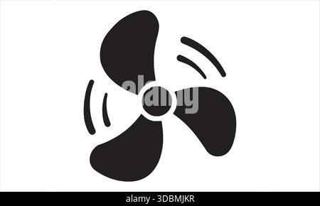 Fan Icon Silhouette Rotating Propeller Symbol for Airflow and Cooling Stock Vector