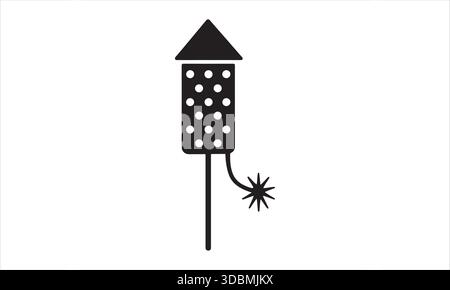 Firework Rocket Silhouette Icon Explosive Celebration Symbol Stock Vector