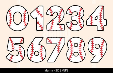 Baseball Numbers and Letters Font Alphabet SVG Vector Stock Vector