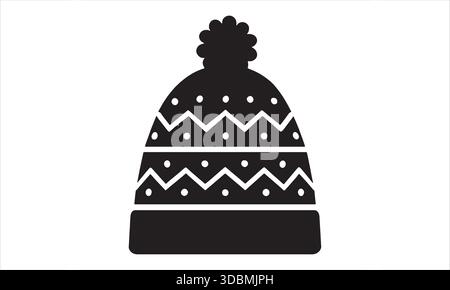 Winter Hat Silhouette Icon Warm Clothing Symbol Stock Vector