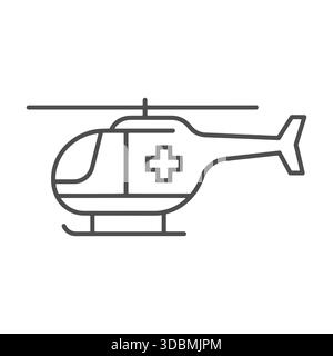 Rescue Helicopter Line Icon Vector Illustration Stock Vector