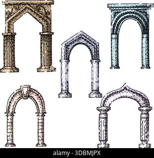 Object With Arch Vector set of antique arches. Architectural objects in flat style ...