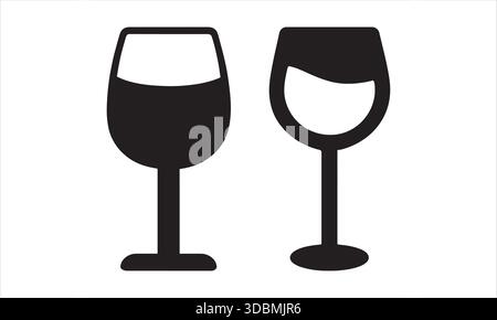 Wine Glass Silhouettes Icon Vector Illustration Stock Vector