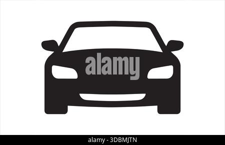 Front View Car Icon Black Silhouette Stock Vector