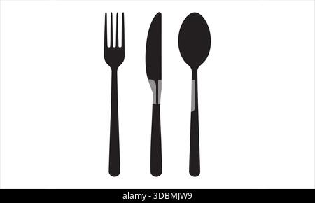 Cutlery Icons Fork Knife Spoon Silhouettes Set Stock Vector