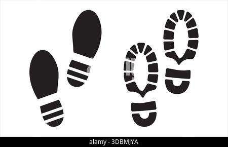Footprint Icons Shoe and Boot Sole Silhouettes Set Stock Vector