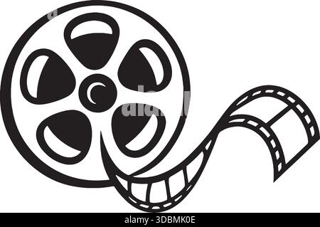 Film Reel Silhouette Cinema Movie Icon Stock Vector
