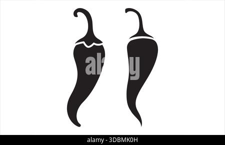 Chili Pepper Silhouettes Icon Spicy Food Symbol Stock Vector