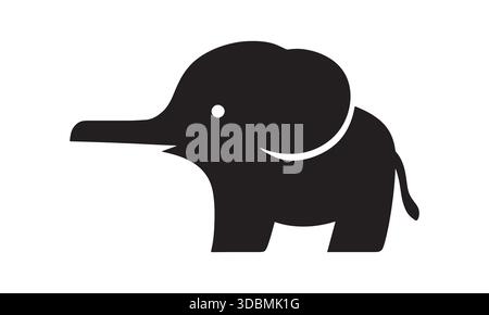 Elephant Silhouette Icon Wildlife Animal Symbol Stock Vector