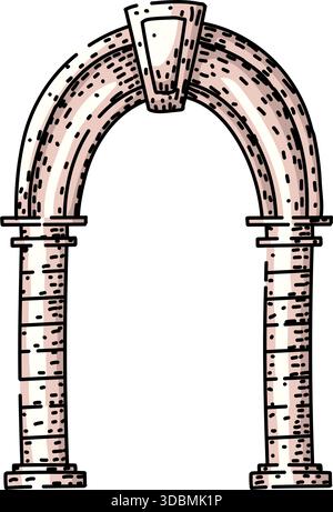 Ancient stone archway architectural structure design Stock Vector