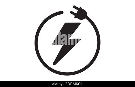 Electric Power Icon Lightning Bolt Plug Energy Charging Technology Stock Vector