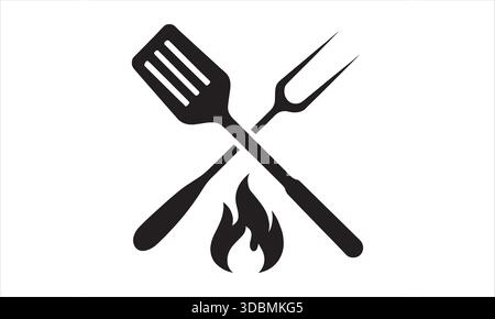 Grill Tools Silhouette BBQ Barbecue Cooking Utensil Icons Stock Vector