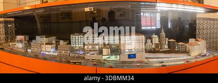 display of the historic Tünel funicular railway in Istanbul, Turkey, model train layout, a miniature cityscape Stock Photo