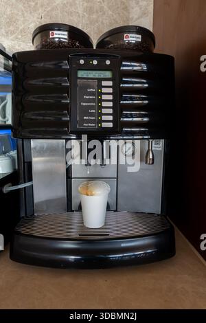 Schaerer Coffee Art Plus, a commercial-grade super-automatic espresso machine. It is designed for medium to high-volume commercial settings like cafes Stock Photo