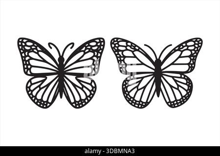 Black Butterfly Silhouette Vector Set Collection Stock Vector