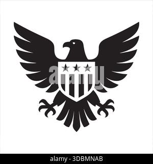 Patriotic Eagle Shield Emblem Logo Vector Silhouette Stock Vector