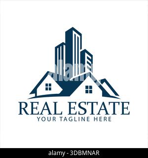 Modern Real Estate Logo Vector City Skyline Houses Stock Vector