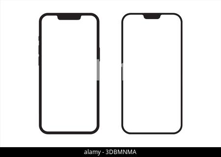 Modern Smartphone Mockup Vector White Screen Notch Display Stock Vector