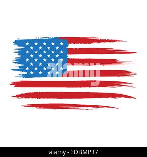Grunge American Flag Brush Stroke USA Banner Vector Stock Vector