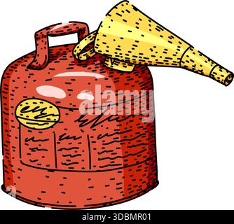 Fuel can with pouring spout illustration for energy storage Stock Vector