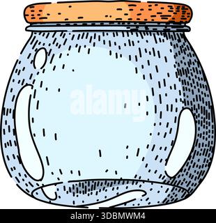 Empty glass jar illustration with lid concept Stock Vector