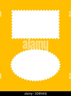Postage stamp template frames. Backdrops for postcards, letters, empty borders, Circle or oval blank vintage stamps. Label, coupons, tags, boxes with Stock Vector
