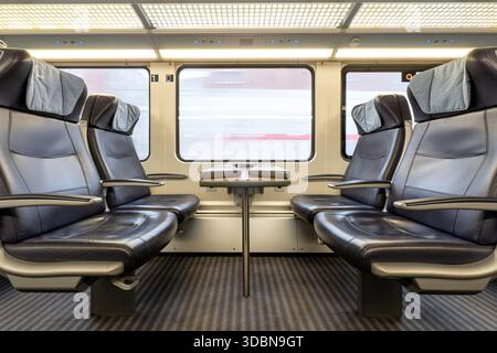 first-class seats in an intercity train Stock Photo