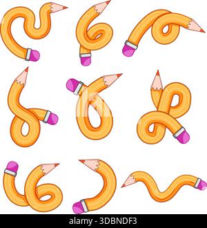 Flexible pencils bending in various creative shapes Stock Vector