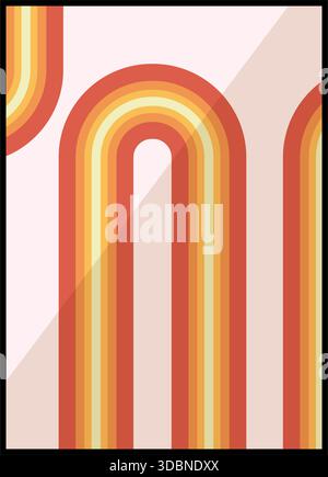 Abstract retro 70s style warm spectrum arch pattern Stock Vector