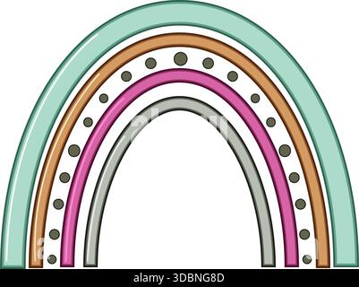 Boho pastel rainbow arch with dotted detail Stock Vector