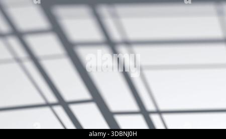 Abstract window sashes shadow falling background, 3d rendering. Blurry windows slope reflection playing silhouette background. Overlay effect of grey Stock Photo