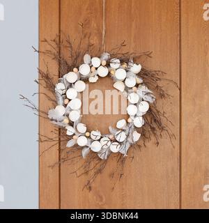 Natural Easter wreath on the door Stock Photo