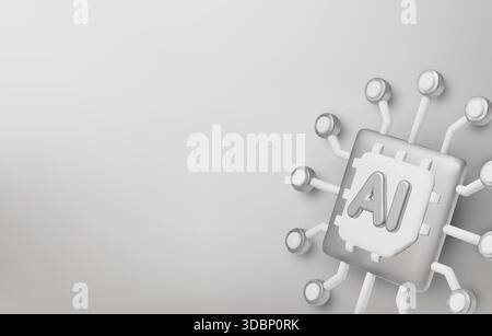 3d Vector AI Chip, AI in science and business, Technology and engineering concept. Stock Vector