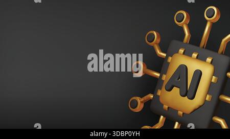 3d Vector AI Chip, AI in science and business, Technology and engineering concept. Stock Vector