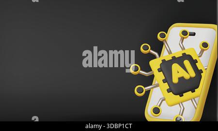 Smartphones with an integrated AI chip represent innovation in mobile computing, deep learning, and futuristic tech. Stock Vector