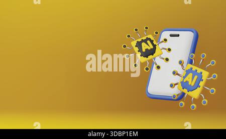 Cutting-edge artificial intelligence on mobile, driving smart features, enhanced user experience, and technological advancement Stock Vector
