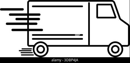 Delivery truck line icon symbolizing fast parcel shipping Stock Vector