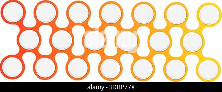 Wide grid of interconnected circles with gradient outlines forming a modular geometric structure for diagrams, flowcharts, and hierarchical visualizat Stock Vector