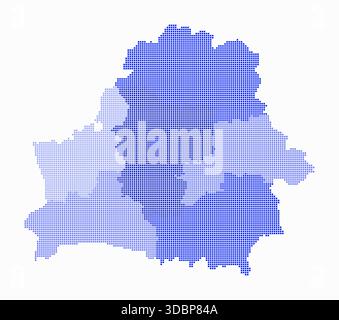 Belarus dotted map. Digital style map of the country on white background. Belarus shape with square dots. Colored dots style. Small size squares. Stock Vector