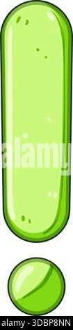 Green cartoon exclamation mark showing importance or warning Stock Vector