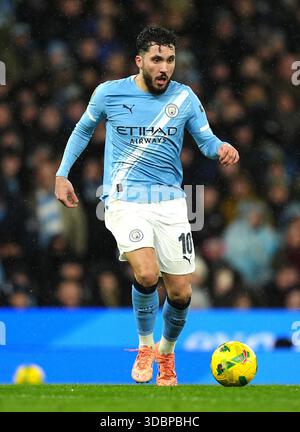 Rayan Cherki of Manchester City in the pregame warmup session during ...
