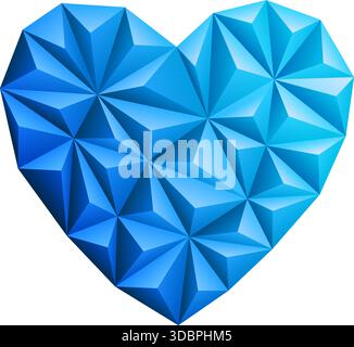 Triangle Mosaic Pattern Heart on Valentine's Day, vector isolated on white background Stock Vector