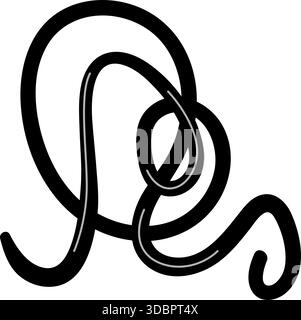 Black line scribbling loops creating abstract knot shape Stock Vector