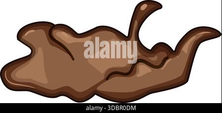 Brown mud puddle splattering drawing illustration Stock Vector